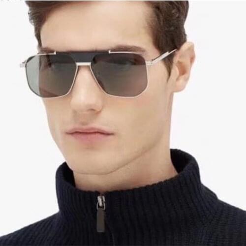 Black square metal frame sunglasses for men flat top metal temples women sunglasses over size