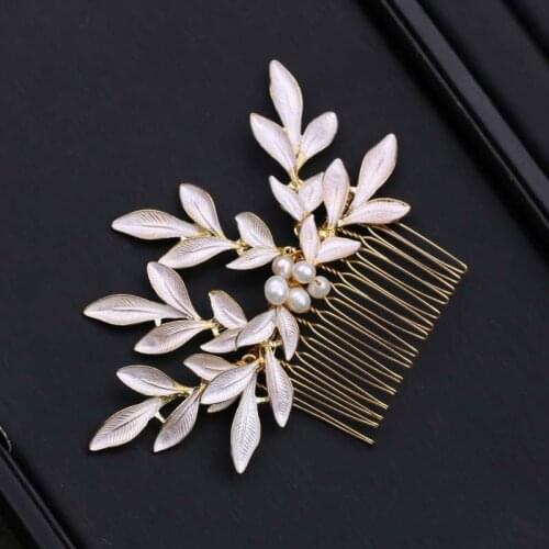 Beads Leaf Romantic Flower Wedding Hair Comb For Bridal Crown Engagement Jewelry BN