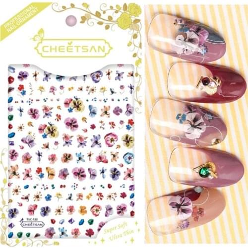 TSC-131 FLOWER series big size 3d nail art stickers decal cheetsan brand template diy nail tool decorations