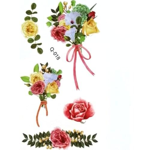 Temporary Tattoo Sticker Flowers Type Fake Tattoos Hand Face Foot Arm Body Art For Men Women 30pcs