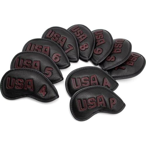 Golf Club Iron Cover Headcover USA with Red/White stitch Golf Iron Head Covers Golf Club Iron Headovers Wedges Covers 10pcs/set