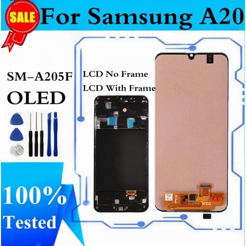 LCD For Samsung Galaxy A20 A205 SM-A205F A205FN LCD Display Touch Screen Digitizer Assembly Replacement With Frame