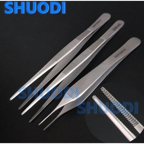 1 piece Dental Surgical Implant Thumb Dressing Tweezer Adson Serrated Tweezer Dental Medical Tweezers Implant Surgical Tools