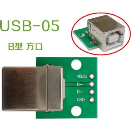10PCS/LOT USB-05 USB turn DIP adapter plate female head socket DIP Type B party interface printer connection cable
