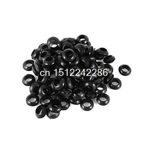 100Pcs Double Sided Armature Wire Rubber Grommets Ring Black 6mm x 12mm