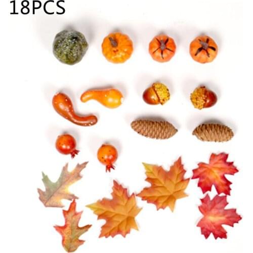 11/13/18pcs Harvest Decor Props Artificial Mini Pumpkin Acorn Berries Maple Leaf