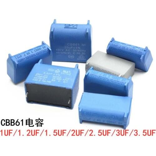 2 PINS CBB61 1uF1.2uF1.5uF2uF2.5uF3uF 400V 450V Air Conditioner Refrigerator Capacitors 1pc