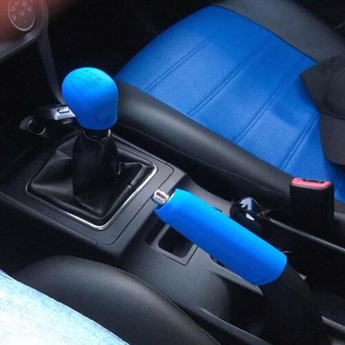 2Pc Car Auto Manual Silicone Shift Gear Head Knob Cover Handbrake Hand Brake Covers Sleeve Case Skin Protector Car Styling