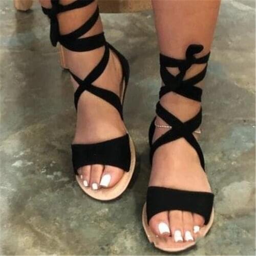 2020 Summer Round Toe flat Sandals New Cross Strap Roman Style womens shoess Fashion All-Match Single Shoes
