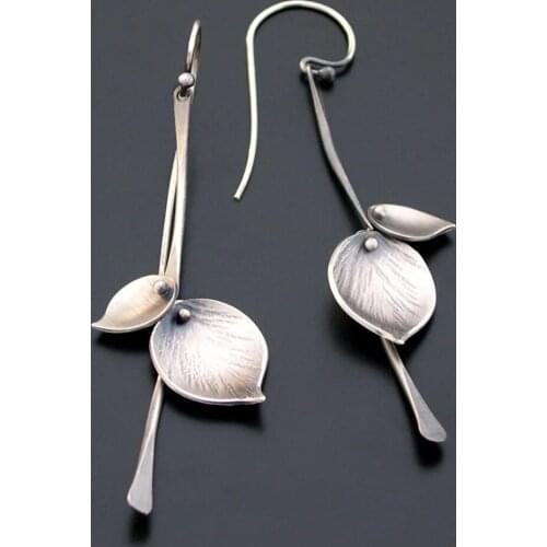 2020 Vintage Bohemian Retro Simple Leaf Earrings for Women Fashion Alloy Plating 925 Ancient Silver Dangle Earring Jewelry