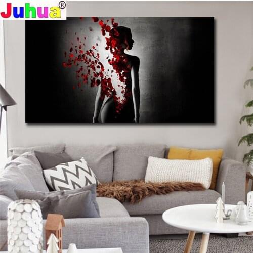 Diamond Embroidery Red Butterfly Nude Woman 5d Diy Full Square/Round Diamond Painting Art Cartoon Mosaic,Home Art