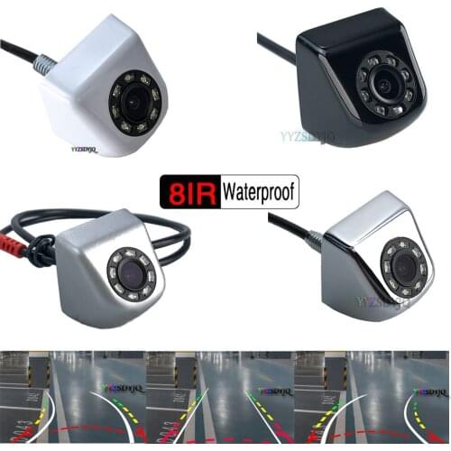 Free shipping , Car Dynamic Trajectory Moving Guide Line Rear View Reverse Backup Camera Black, white, silver, plating