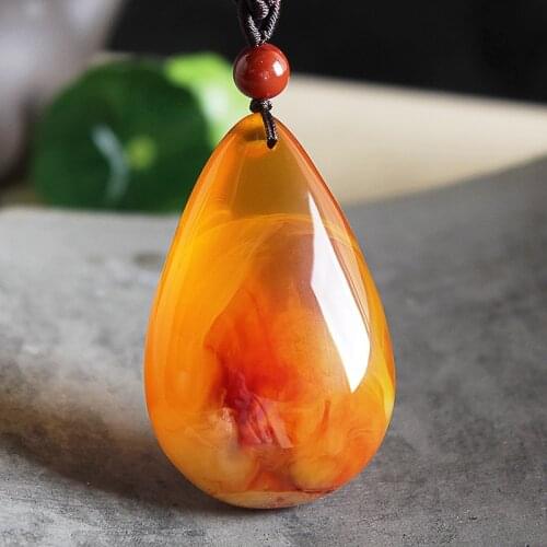 Imitation Honey Wax Sweater Chain Long Twist Honey Water Drop Pendant Female Necklace National Wind