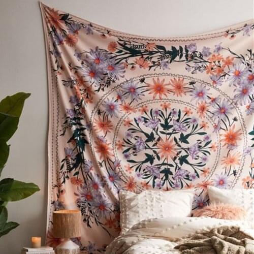Home Bohemian Mandala Tapestry Wall Hanging Flower Plant Print Wall Hanging Psychedelic Tapestry Living Room Bedroom Décor Mural