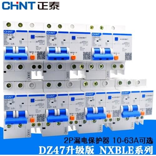 Chint NXBLE-63 2 p 6a 10a 16a 20a 25a 32a 40a 50a 63a 230 v 50/rcbo disjuntores do escapamento da terra com proteção do escapame
