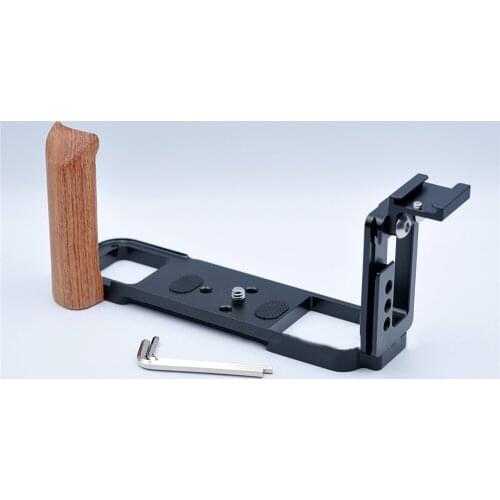 Medium Format Camera GFX50R Wood Handle Quick Release L Plate Holder with Hot shoe Vertical shooting For Fuji GFX50R