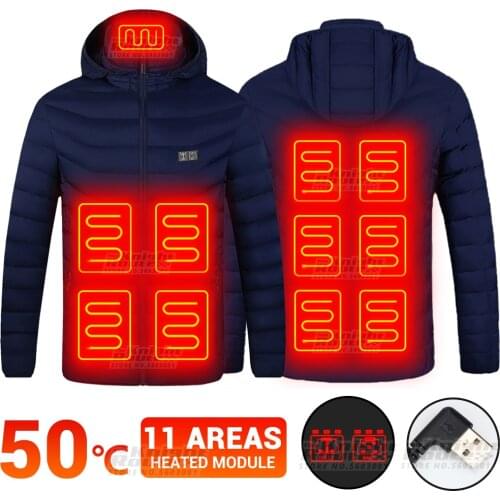 11 Area Electric Heated Jacket Thermal Warm Clothes Motorcycle Jacket USB Heated Vest Moto Riding Coat Autumn Winter Men Women