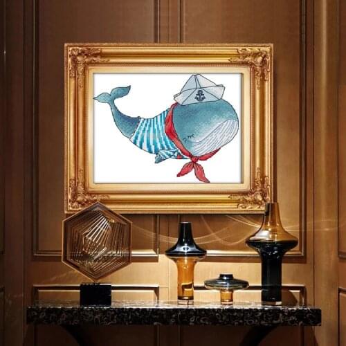 Blue Dolphin Cross Stitch Kits canvas Printed pattern Chinese Embroidery Needlework DIY Cross-stitch set Canvas DMC Handmade