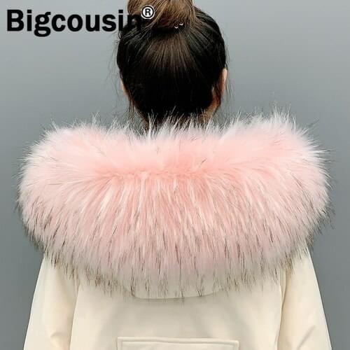 2021 New 100% Super Big Fur Collar Faux Fur Luxury Warm Fashion Women Men Fur Scarves Spring Winter 70/80/90cm Shawl Wraps