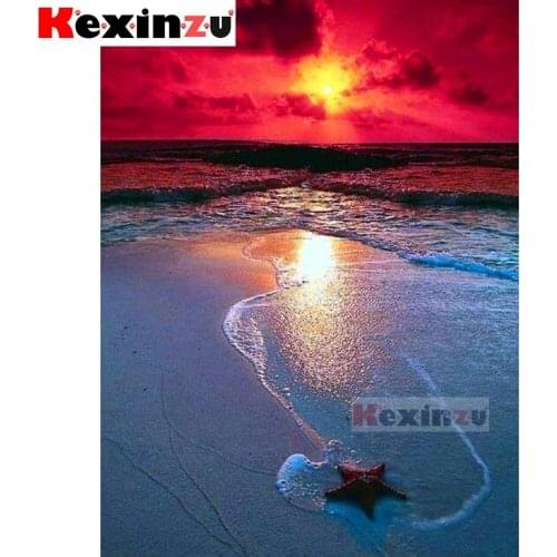Full 5d Square/Round Diamond Painting-Sunset starfish-Diamond Embroidery kit Cross Stitch Mosaic Full Picture Rhinestone Decor Y