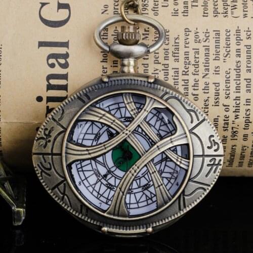 Retro Bronze Eye Shape Quartz Pocket Watch Jewelry Pendant Necklace Chain Relogio Montres with Gifts