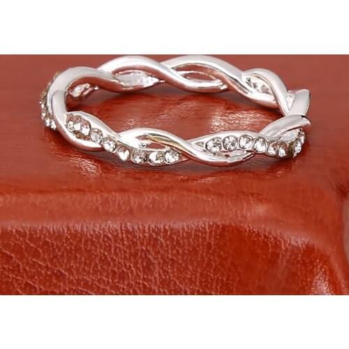 Rose Gold Color Twist Classical Cubic Zirconia Wedding Engagement Ring For Woman Girls Austrian Crystals Gift Rings Bague Femme