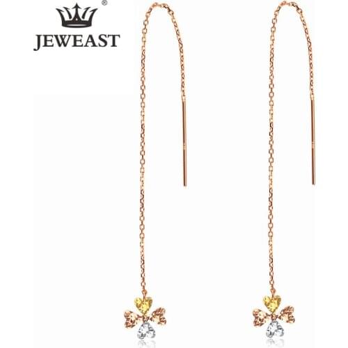 18K Pure Gold Earring Real AU 750 Solid Gold Earrings Nice Four Leaf Clover Upscale Classic Party Fine Jewelry Hot Sell New 2020