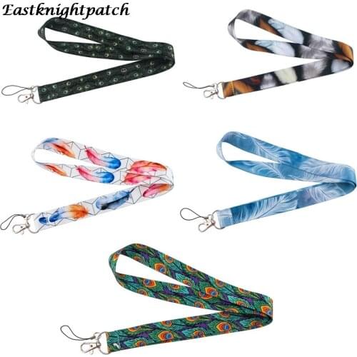 E3041 Cartoon Feather Lanyard for Key Phones USB Flash Drives Keys Keychains ID Card Name Tag Badge Holders Rope