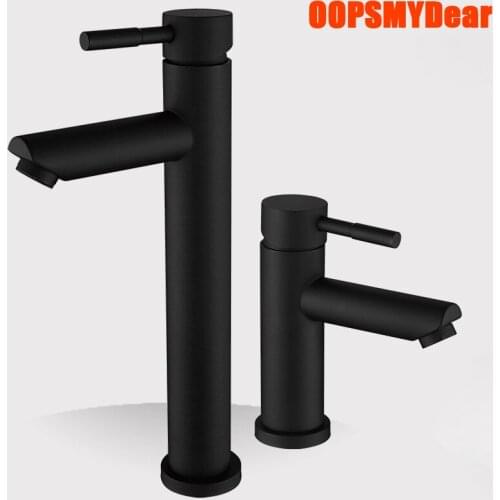 Bathroom Black Faucet Basin Sink Hot Cold Mixer Tap SUS304 Stainless Steel Kraan One Hole Single Handle Grifo Washbasin Torniera