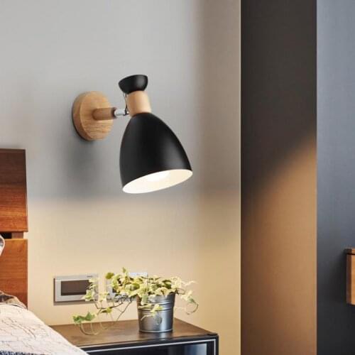 Modern minimalist wood art bedroom bedside wall lamp Nordic postmodern Macaron color wall lamp For aisle stairway corridor