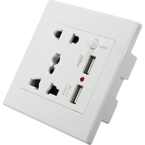 Universal Wall Power Socket Universal 4 Hole 2.1A Dual USB Charger Port 120mm*100mm LED Indicator UK Standard USB Switched Outle