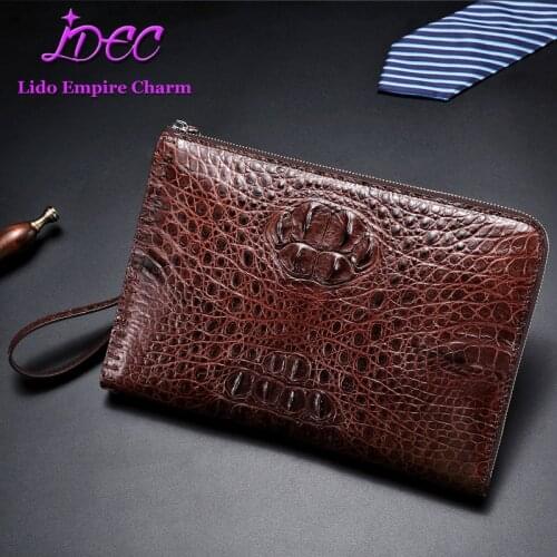 Successful business men luxury briefcase genuine crocodile skin fashion envelope bag