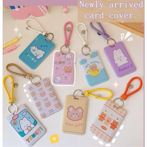 Yisuremia Kawaii Cute Student Card Holder Credit ID Bank Card Bus Card Protective Case Cover Korean Office Desk Stationery