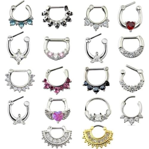 Women Septum Pierced Clicker Jewelry Trendy Septum and Nose Piercing Zircon Nose Hoop Rings Body Piercing Jewelry Septum Rings