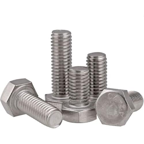 1Pcs DIN933 M12 M14 M16 Full Thread Six Angle Bolt External Hex Head Cap Screws 304 Stainless Steel Hex Bolt Length 20-150mm
