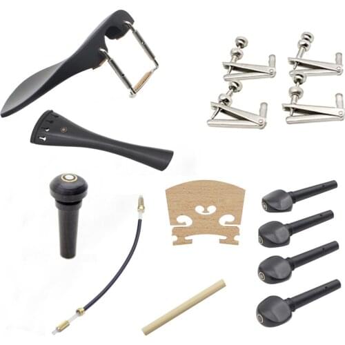 15pcs 4/4 Violin Fiddle Parts Accessories Including Tailpiece + Tail Gut + End Button + Chin Rest + Chin Rest Screw + Soundpost