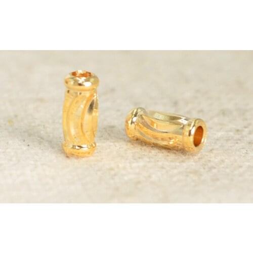 50 PCS 3*7mm Metal Brass Gold Plated Tube Beads Spacer Beads European Beads DIY Handmade Accessories For Jewelry Making