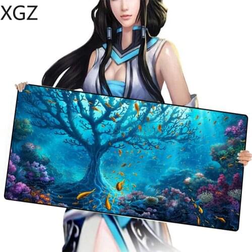 XGZ Underwater World Fish Sea Flower Large Seam Mousepad Soft Plastic Desk Padmouse Game Player Speed Computer Mouse Pad Xxl