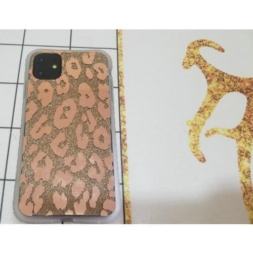 Rose Gold Leopard Case for iPhone 11, Shiny Midnight Glitter Slim-Fit Luxury Sparkle Bling Hard Back + Soft Silicone Side Cover