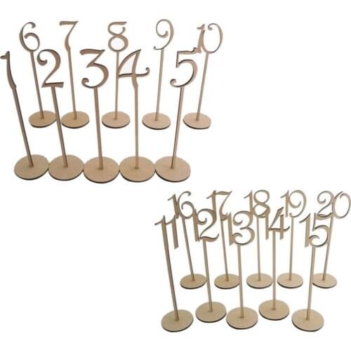 Wooden Wedding Table Numbers with Holder Base Figure Card Digital Seat Birthday Party Decoration 1 to10,1 to 20,1 to 30,1 to 40