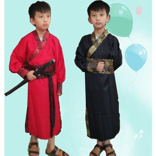 Ancient Chinese Costume Boys Stage Performance Outfit for Dynasty Child Hanfu Costume Satin Robe Chinese Traditional Dress Boys