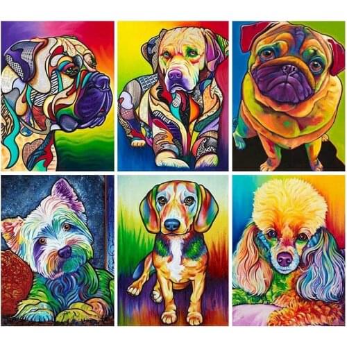 GATYZTORY DIY Pictures By Number Color Dog Kits Painting By Numbers Animal Drawing On Canvas Hand Painted Paintings Gift Home De