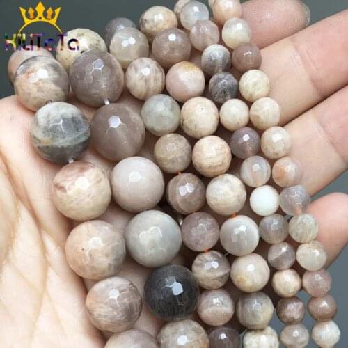 Natural Sunstone Beads Faceted Loose Spacer Beads For Jewelry Making DIY Bracelet Accessories 15'' Strands Pick Size 6/8/10/12mm