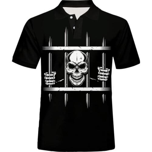 IFPD EU/US Size Men Clothes Summer Prison Skull 3D Printed Short Sleeve Polo Shirts Plus Size Casual Hip Hop Harajuku Shirts 7XL