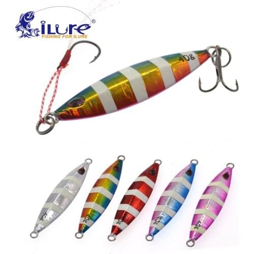 ILure 5 Pcs/lot Fishing Metal Bait Casting Jig Spoon 40G 75MM Shore Drag Cast Jigging Lead Sea Bass Lure Fishing Tackle Baits