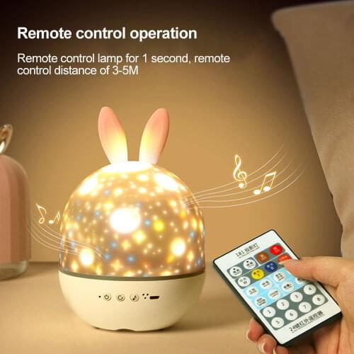 Creative Kids Star Night Light Starry Sky Projector Lamp Colorful Projector Music Box Bedside Night Lamp Rechargeable Bedroom