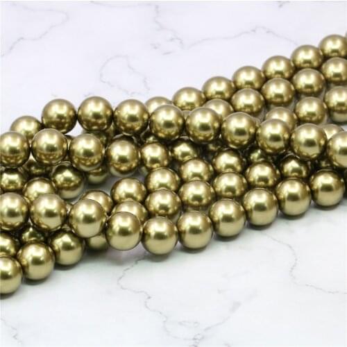 High Quality Champagne Round Beads Artificial Shell Imitation Pearl 4/6/8/10/12/14mm Finished Product Jewelry Making 15inch Y825