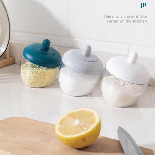 Kitchen Utensils Supplies Clear Seasoning Rack with Cover and SpoonSpice Pots Storage Container Condiment Jars Cruet Container