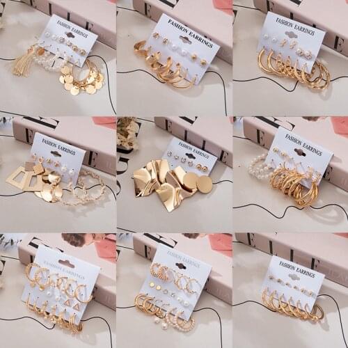 Personalized Earrings Set Womens Earrings Pearl Earrings For Women Bohemian Fashion Jewelry 2021 Geometric Stud Earrings New