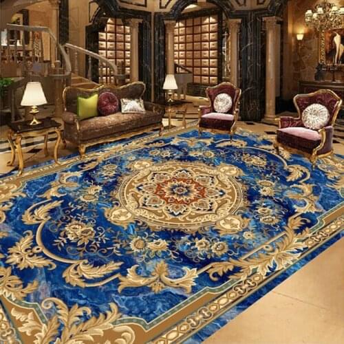 Custom 3D Floor Mural European Style Marble Ceiling Carpet Pattern Photo Wallpaper Living Room Bedroom Floor Painting Wall Paper